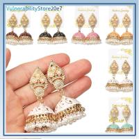 ต่างหูวังของขวัญวินเทจ Jhumka สไตล์อินเดียพร้อมรูประฆังตุ้มหูลูกปัดไข่มุกดอกไม้ตุ้งติ้ง