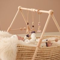 1Set Baby Wooden Rattle Toy Play Gym Mobile Hanging cket Sensory Toys Foldable Fitness Rack Newborn Baby Room Exercise Gym