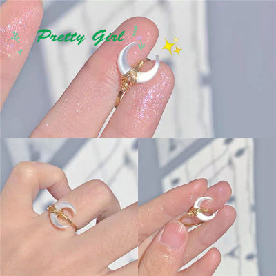 สร้างสรรค์ใหม่ Fritillary ดวงจันทร์แหวนผู้หญิงออกแบบคลาสสิกที่เรียบง่ายแสงหรูหราแหวนPretty Girl Jewelry
