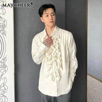 MAYCHEER   เสื้อเชิ้ตแขนยาวสำหรับผู้ชายและผู้หญิง,เสื้อเชิ้ตระดับไฮเอนด์สไตล์ยูนิเซ็กส์สำหรับฤดูใบไม้ผลิและฤดูใบไม้ร่วง