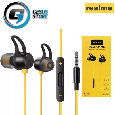 หูฟังเรียวมี Realme Bud 3 HIFI In-ear Earphone ช่องเสียบแบบ 3.5 mm สำหรับ Realme Q2 Q2i V3 V5 X2 Pro/7i/3 Pro Redmi Note 9/8 Pro 8A 7A 9S ของแท้ รับประกัน1ปี BY GESUS STORE