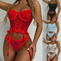 ZZOOI Sexy Babydoll Lace Bra Panty Set Female Perspective  Costumes Halter Garter Sleepwear Intimate  Lingerie SetNew