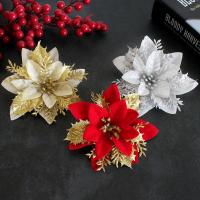 5pcs 13cm Glitter Artificial Christmas Flowers Xmas Tree Ornaments Merry Christmas Decorations for Home New Year Gifts