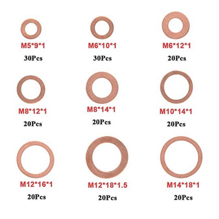haotao-hardware-copper-washer-gasket-nut-and-bolt-set-flat-ring-seal-assortment-kit-with-box-m8-m10-m12-m14-for-sump-plugs