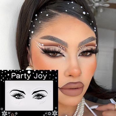【YF】 3D Eyes Face Makeup Temporary Tattoo Self Adhesive Beauty Mixed Size Diamond Pearl Jewels Stickers Festival Body Art Decorations