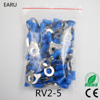 RV2-5 สีฟ้าแหวนฉนวนสายไฟขั้วต่อไฟฟ้า CRIMP TERMINAL CABLE Connector สายไฟ 100 ชิ้น/แพ็ค RV2.5-5 RV-yfm6