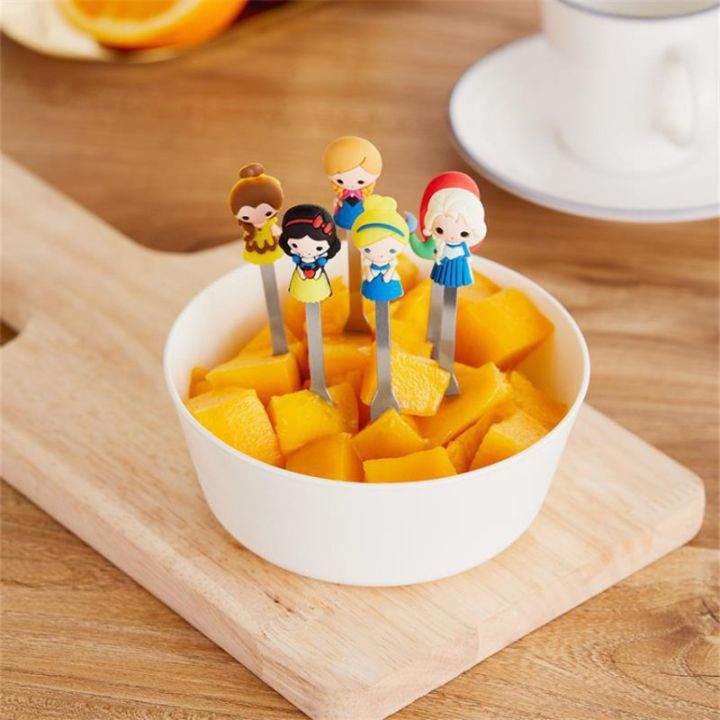 6pcs-cute-princess-shape-stainless-steel-fruit-forks-for-child-dessert-forks-set-with-storage-holder-party-tasting-fork-flatware