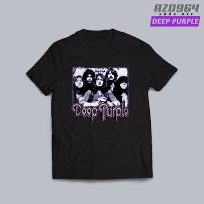 เสื้อยืดผู้ชาย Kaos Band Deep Purple Hard Rock Inggris Ver Full Member Hitam