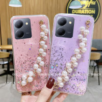 เคสโทรศัพท์ Phone Case เคส VIVO Y36 5G 4G Y02T Y02A Y02 ซองนุ่มใสซิลิโคนลายท้องฟ้าระยิบระยับพร้อมด้วยสายรัดข้อมือสร้อยข้อมือไข่มุก2023