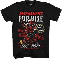 Marvel Deadpool Mercenary For Hire Adult Tshirt Licensed Comics