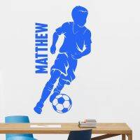 Custom Name Boys Football Dribble Wall Decal - Bedroom wall G-108