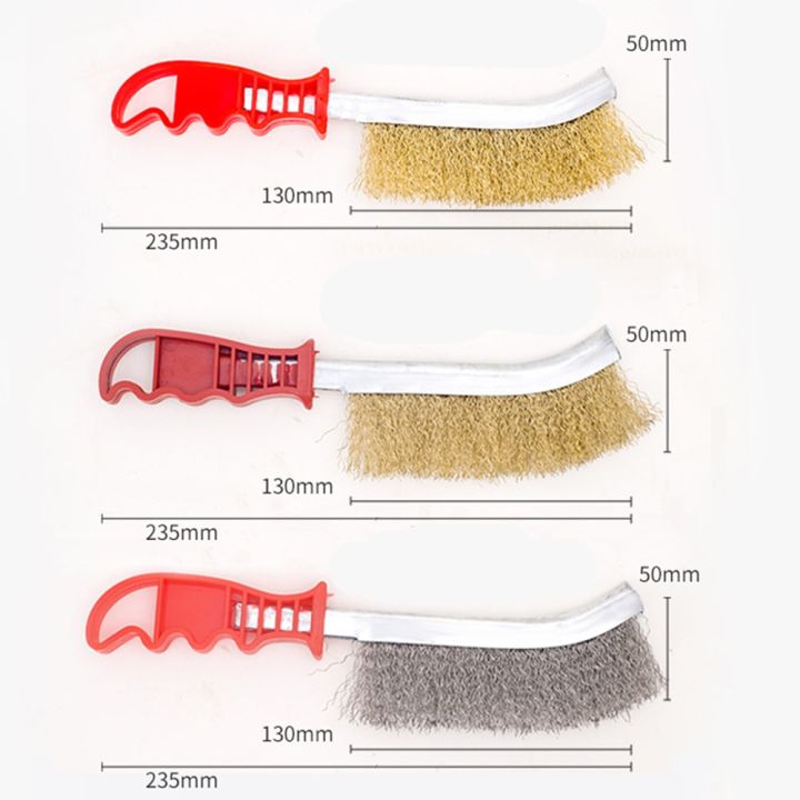 3ชิ้นสายขนาดเล็กชุดแปรงสนิมแปรงกำจัดขนสแตนเลสสตีลทองเหลืองไนล่อนทำความสะอาดอุปกรณ์ขัดเล็บสีเมทลิกแปรงลบ