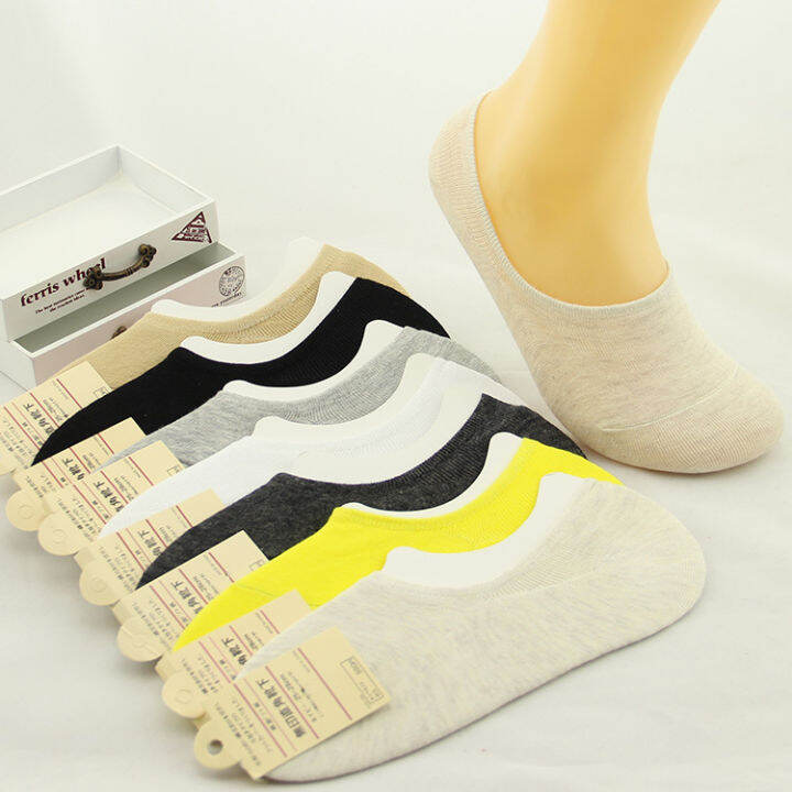 mno-9-no-show-socks-0220-ถุงเท้าผู้ชาย-ซ่อนข้อ-สีพื้น-ถุงเท้าข้อเว้า-มีซีลิโคนกันลื่นหลุด-นุ่ม-สบายเท้า