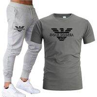 COD DSFDGDFFGHH Hot Armani cotton T-shirt set mens and womens spring and summer new large sports suit Wei pants pants two-piece set ro