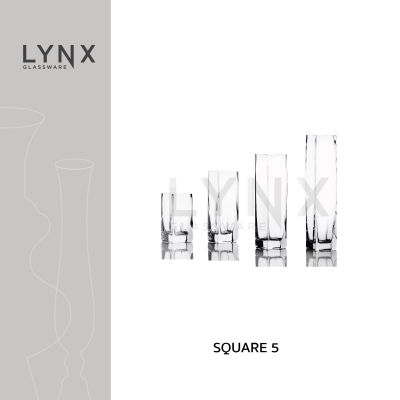 LYNX - SQUARE 5 - แจกันแก้ว แฮนด์เมด เนื้อใส ทรงสี่เหลี่ยม ปากและฐาน 5 ซม. มีความสูง 4 ขนาดให้เลือก