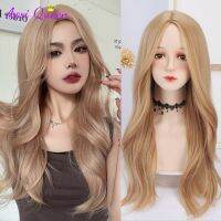 【jw】┅✔﹍ AS Wavy Hair Blonde Pink milk orange Synthetic Wigs With Bangs Fashion Female