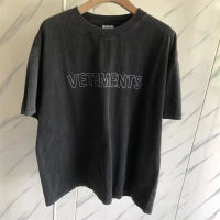 ฮิปฮอป ล้าง Vetements Limited Edition T เสื้อผู้ชายผู้หญิงขนาดใหญ่ Streetwear ปักโลโก้ VTM Tee Top Techwear