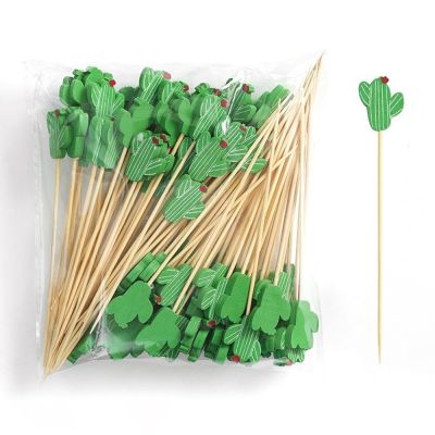 100PCS Disposable Bamboo Forks 12cm/13cm/15cm Fruit Stick Flower Stick Sandwich Hamburger Stick Toothpick Cocktail Decoration