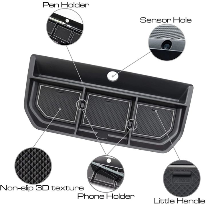 dashboard-storage-box-for-ford-f150-2021-accessories-center-console-organizer-tray-anti-slip-dash-mounted-holder