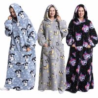 【YF】 Extra Long Oversized Hoodies Family Matching Pajamas Wearable Blankets Big Size Flannel Warm Thick Sherpa TV Sweatshirt