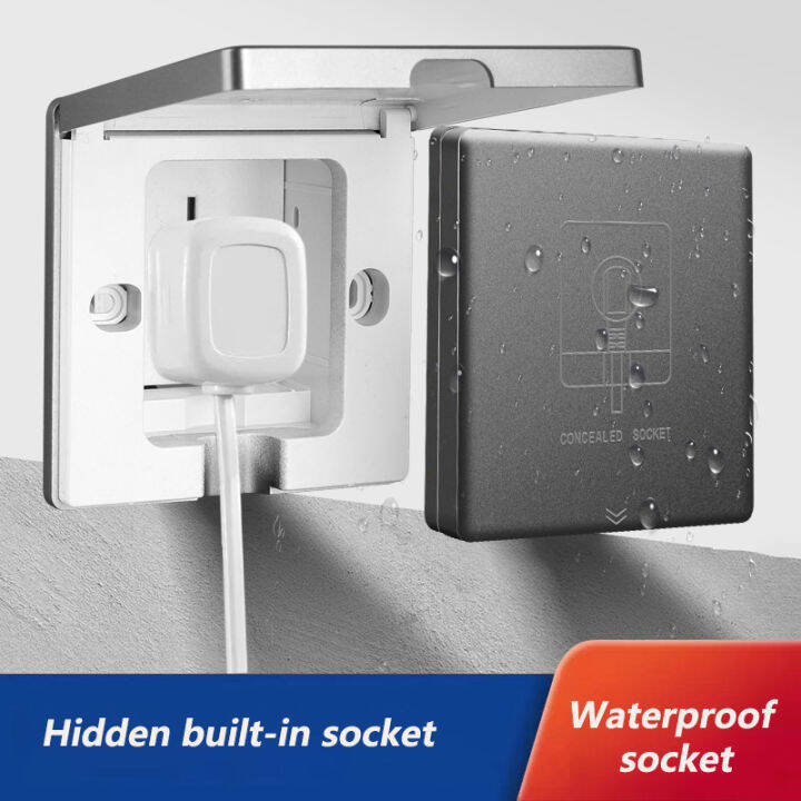 FLKL Wall Hidden Embedded Socket Waterproof Outlet IP66 Hidden Switch Socket Panel Type 86 Ultra
