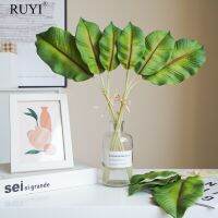 3ชิ้น/Bh พืชเทียม Pu ใบไม้เต่าหลัง Monstera ใบปาล์มพืชบอนไซเครื่องประดับติดผนังดอกไม้งานแต่งงานตกแต่งบ้านโต๊ะ