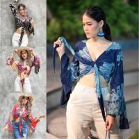 Style kik | tiedye bell sleeve เสื้อผูกเอวแขนกระดิ่ง เสื้อแขนกระดิ่ง เสื้อมัดย้อม เสื้อครอบ เสื้อสวย