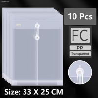 ✷✐ 10Pcs Transparent File Bag A4 18C Plastic Document Storage Bag Office Documents Student Organizer Information Folder Stationery