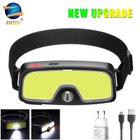 【CW】 ZHIYU COB LED Headlamp New Built-in Battery Headlight USB Rechargeable Flash Light Dual Light Source Adjustment Camping Lamp