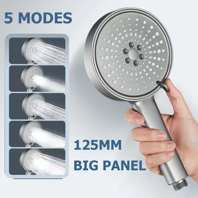 Zloog Shower Head 5 Modes Black High Pressure Rainfall Shower Water Saving Large Panel Big Boost Sprayer Bathroom Accessories  by Hs2023