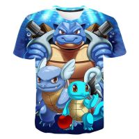 【LZ】▧♠  T-shirt impressa série Pokémon 3D para meninos e meninas casual com decote em O manga curta roupas engraçadas de cosplay 4 a 14 anos verão 2022