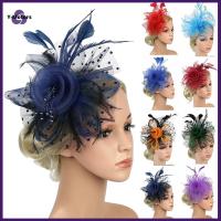 Y-MOTORS อุปกรณ์ตกแต่งผม Fascinators ผม ดอกไม้ตาข่าย งานแต่งงาน หมวก fascinator ที่คาดผม ALICE ที่คาดผมงานเลี้ยงน้ำชา กิ๊บติดผมขนนก