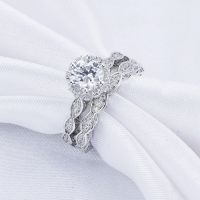 Newshe 2.6Ct Brilliant Round Cut AAAAA CZ Vintage Wedding Ring Set Genuine 925 Sterling Silver Engagement Rings For Women JR4891