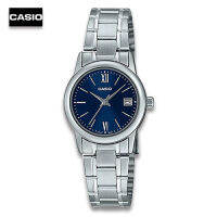 Velashop Casio Standard นาฬิกาข้อมือผู้หญิง สแตนเลส รุ่น LTP-V002D-2B3UDF (สีเงิน/หน้าน้ำเงิน), LTP-V002D-2B3, LTP-V002D