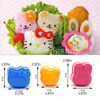 3pcs/set Cute Cartoon Sushi Mold Kids Favor Rice Ball Maker Bear Bunny Shaped Onigiri Sushi Mould DIY Bento Molds Set