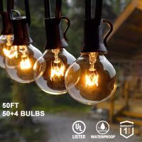 50Ft Patio String Light G40 Globe Festoon ไฟกลางแจ้ง Fairy Light R Street Garland สำหรับงานแต่งงาน Garden Backyard ตกแต่ง