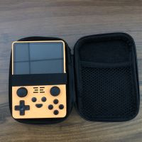 Tolex Game Console Bag for Powkiddy RGB20S Black Case and Glass Temper Film Protector for Retro Handheld Game Consoles