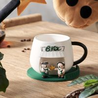 Starbuck Mug 2022 Coffee Hut Mug Bear Silicone Coaster Desktop Ceramic Drinking Cup Plate Set