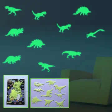 4Pcs Dinosaur Luminous Sticker Glow in The Dark Dinosaur Stickers  Fluorescent Dinosaur Wall Decals Removable PVC Decorative Dinosaur Stickers  for Walls Kids Toddlers Room 