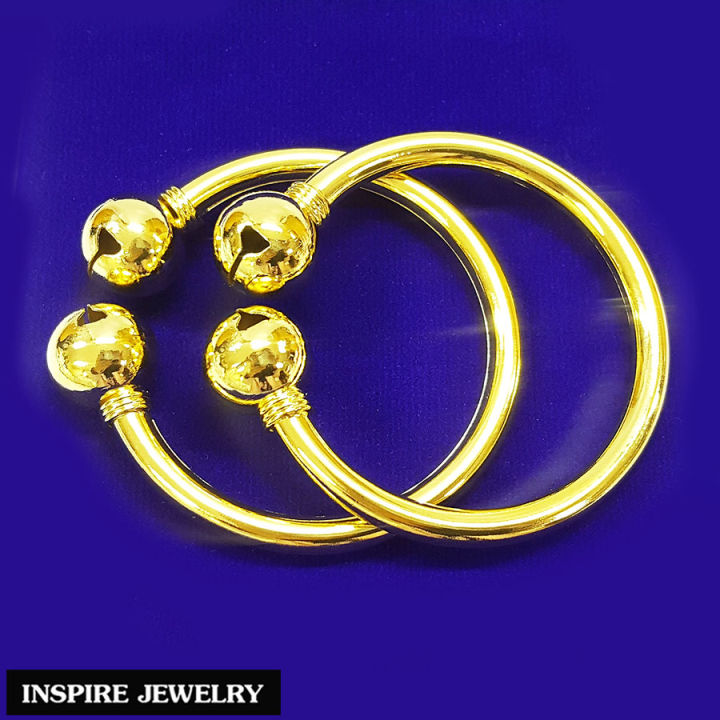 inspire-jewelry-กำไลข้อเท้าเด็ก-กระพรวนคู่โบราณ-ทองเหลืองอร่าม-กลมเกลี้ยง-ใช้งานดีและทนมาก-ขนาด-4-8-5-5cm-ประมาณ-3-เดือน-2-ขวบ