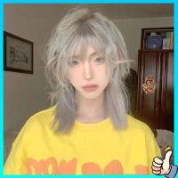 วิกผมผู้ชาย Mullet head wig mens short hair fashion trend natural fluffy net red wolf tail ญี่ปุ่น unisex full hood dkx