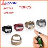 HESUOI 1/3PCS แบบพกพา สแตนเลส บ้านและที่อยู่อาศัย ที่เปิดขวดเบียร์ เครื่องมือครัว ที่เปิดแหวนนิ้ว แกดเจ็ต