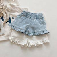 Girls Denim Shorts 2022 Summer New Wooden Ear Hot Pants Baby Childrens Pants