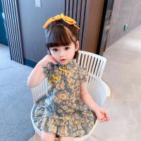 Baby Chinese Improved Cheongsam 2023 ชุดฤดูร้อนใหม่สาวน้อยชุดดอกไม้หัก