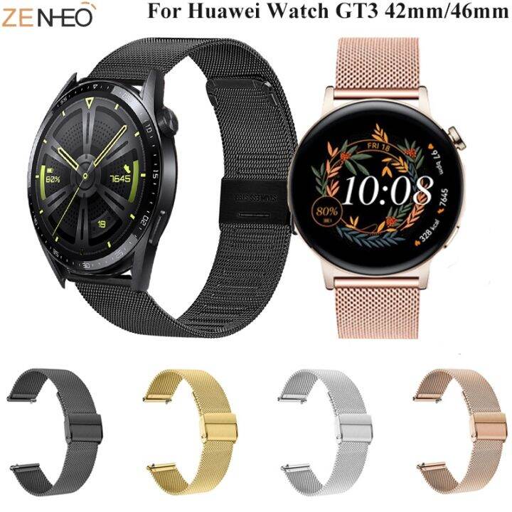 a-decent035-สำหรับ-huawei-watch-3-gt2-gt3-pro-สร้อยข้อมือโลหะสแตนเลสสายรัดข้อมือนาฬิกาวงสำหรับ-huawei-watch-gt3-42มิลลิเมตร46มิลลิเมตรสายรัดข้อมือ