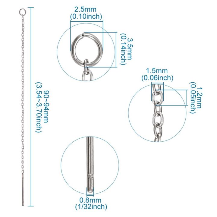 ltata-temperament-5คู่304สแตนเลสต่างหูสตั๊ดหูอุปกรณ์เสริมด้ายสำหรับต่างหูแฟชั่น-diy-making90-94มม-ยาวสีสแตนเลส