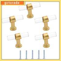 GOTORADE 5 Pack ทีบาร์ ลูกบิดลิ้นชักลิ้นชัก สังกะสีอัลลอยด์ แปรงทอง ลูกบิดแต่งรถ หลุมเดียว คริสตัลคริสตัลคริสตัล ฮาร์ดแวร์เฟอร์นิเจอร์ ห้องครัวห้องน้ำห้องน้ำ