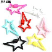 7pcs Enamel Star Spiral Carabiners Screw Lock Clasp Fashion DIY Hanging Chain Hook Keychain Hand Made Necklace Accessory Finding