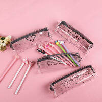 Transparent Stationery Holder Letter Pattern Pencil Case Transparent Pencil Box Octagonal Pencilcase Cute Pencil Case