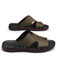 Mens Slippers Leather Summer Outside Sandals Lightweight Soft Sole Beach Slippers Casual Slide Mens Shoes Big Size 39-48